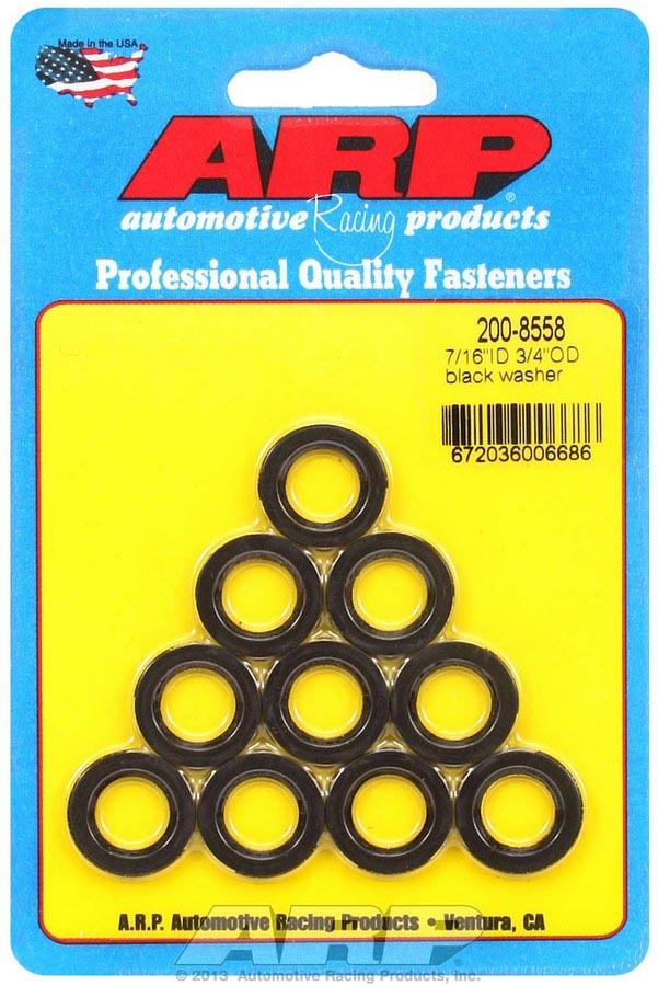 Flat Washer - Special Purpose - Chamfered - 0.438 in ID - 0.750 in OD - 0.120 in Thick - Chromoly - Black Oxide - Set of 10