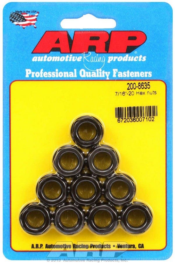 Nut - 7/16-20 in Thread - 5/8 in Hex Head - Chromoly - Black Oxide - Universal - Set of 10