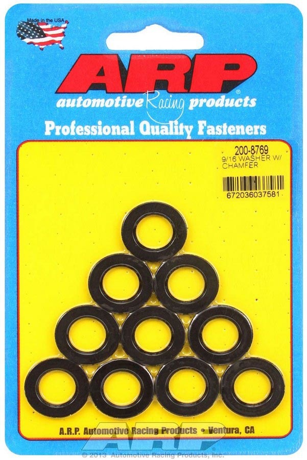 Flat Washer - Special Purpose - Chamfered - 0.563 in ID - 1.000 in OD - 0.120 in Thick - Chromoly - Black Oxide - Set of 10