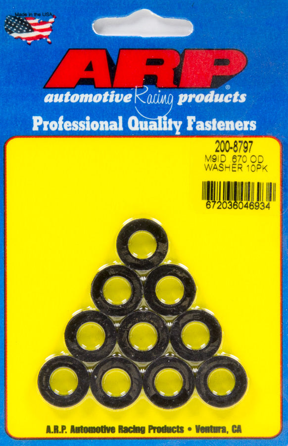 Flat Washer - Special Purpose - 9 mm ID - 0.670 in OD - 0.120 in Thick - Chromoly - Black Oxide - Set of 10