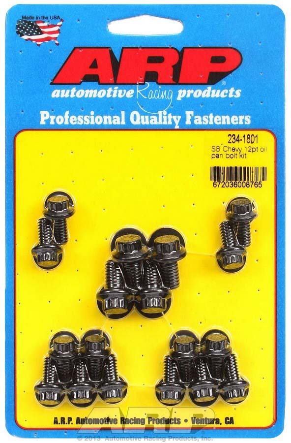 Oil Pan Bolt Kit - 12 Point Head - Chromoly - Black Oxide - 2-Piece Cork Gasket - Small Block Chevy - Kit