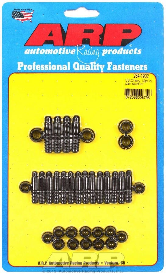 Oil Pan Stud - 12 Point Nuts - 2-Piece Cork Gasket - Chromoly - Black Oxide - Small Block Chevy - Kit