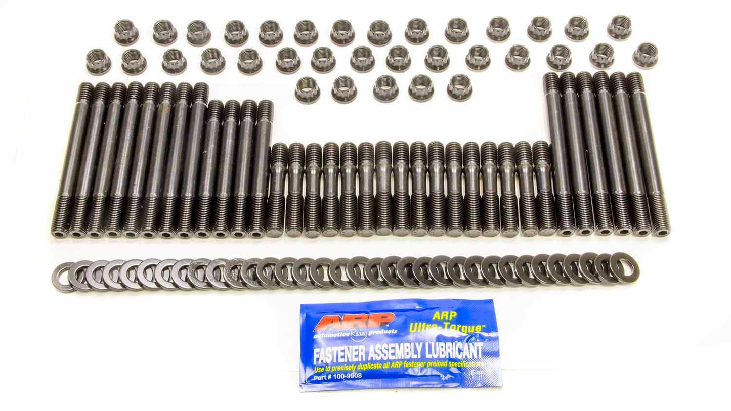 Cylinder Head Stud Kit - 12 Point Nuts - Chromoly - Black Oxide - Undercut - Aftermarket Head - Small Block Chevy - Kit
