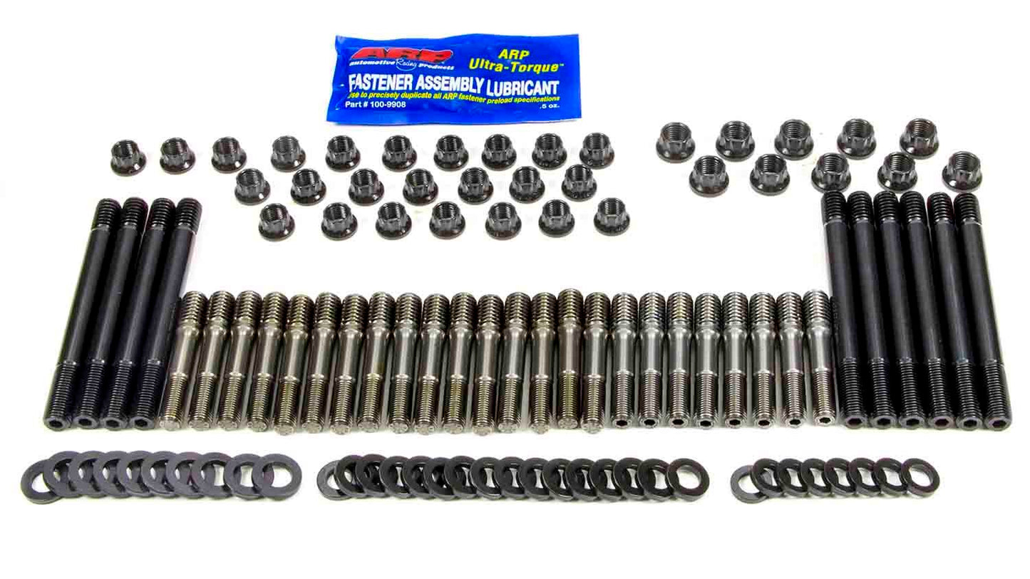 Cylinder Head Stud Kit - 7/16 in Studs - 12 Point Nuts - Chromoly - Black Oxide - Aftermarket Head - Small Block Chevy - Kit