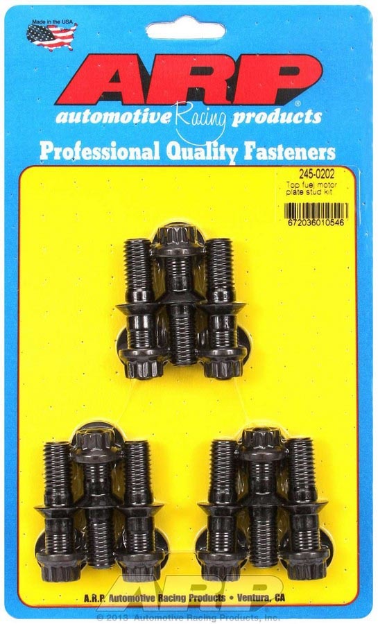 Bellhousing Stud - Pro Series - 7/16-14 in Stud - 2.15 in Long - 12 Point Nuts - Washers Included - Chromoly - Black Oxide - Top Fuel Motor Plate - Kit