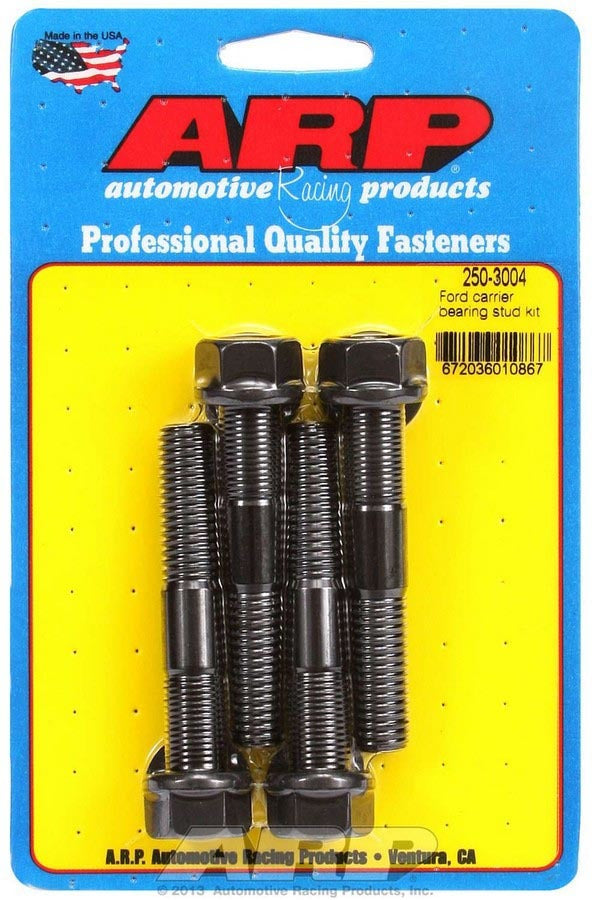 Differential Stud Main Cap - 1/2-13 and 1/2-20 in Thread - 3.250 in Long - Chromoly - Black Oxide - Ford 9 in - Set of 4