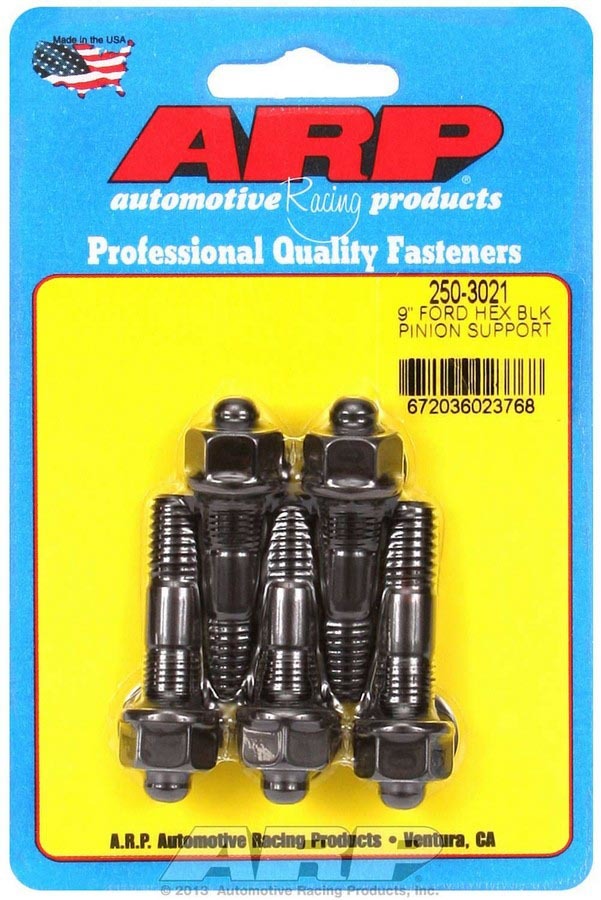 Pinion Support Stud - 3/8-16/24 in Thread - 2.000 in Long - Hex Nuts - Chromoly - Black Oxide - Ford 9 Inch - Kit