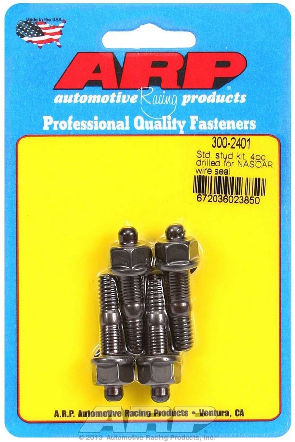 Carburetor Stud - Pro Series - 5/16-18 and 5/16-24 in Thread - 1.7 in Long - Hex Nuts - Drilled - Chromoly - Black Oxide - Set of 4