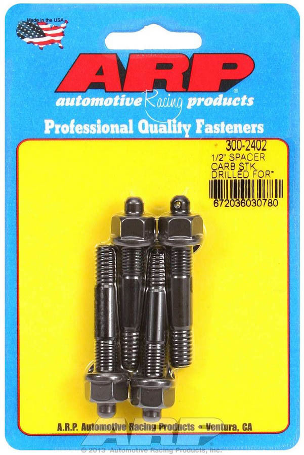 Carburetor Stud - 5/16-18 and 5/16-24 in Thread - 2.25 in Long - Hex Nuts - Chromoly - Black Oxide - Set of 4