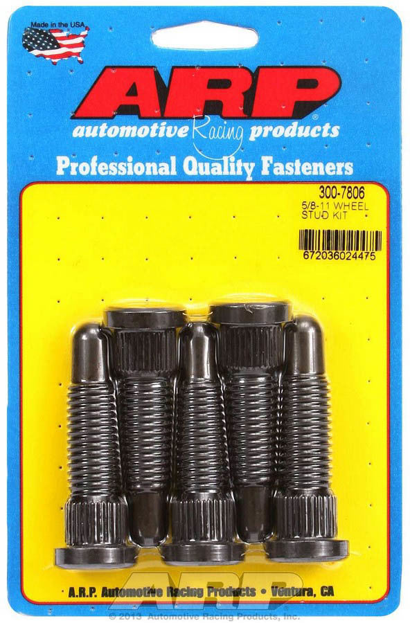 Wheel Stud - Speed Stud - 5/8-11 in Thread - 2.650 in Long - 0.685 in Knurl - Chromoly - Set of 5