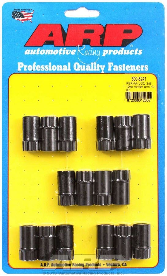 Rocker Arm Nut - 3/8-24 in Thread - 0.620 in Shank Diameter - 1.200 in Long - Chromoly - Black Oxide - Stamped Steel Rockers - Set of 16