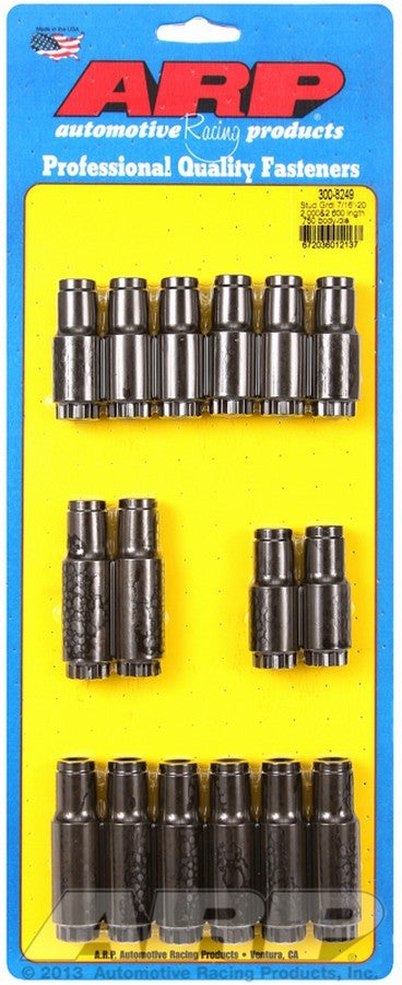 Rocker Arm Nut - 7/16-20 in Thread - 0.560 in Shank Diameter - 2.050 / 2.615 in Long - Chromoly - Black Oxide - Stud Girdle - Set of 16
