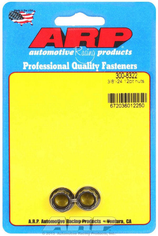Nut - 3/8-24 in Thread - 7/16 in 12 Point Head - Chromoly - Black Oxide - Universal - Pair