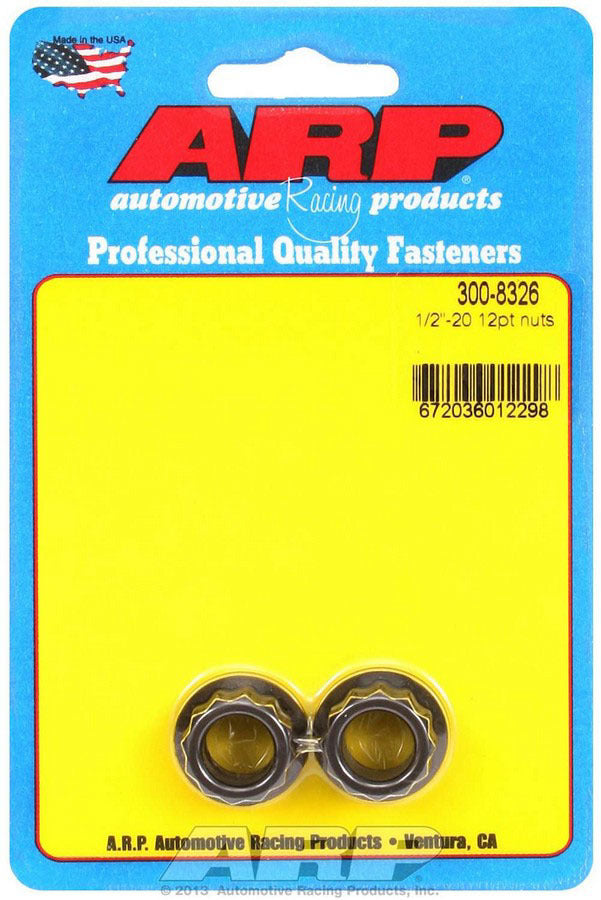 Nut - 1/2-20 in Thread - 5/8 in 12 Point Head - Chromoly - Black Oxide - Universal - Pair