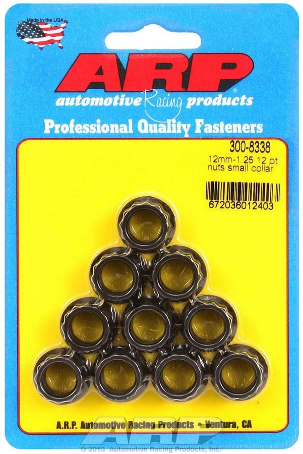 Nut - 12 mm x 1.25 - 14 mm 12 Point Head - Chromoly - Black Oxide - Universal - Set of 10