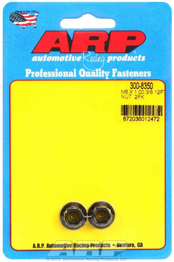 Nut - 8 mm x 1.00 Thread - 10 mm 12 Point Head - Chromoly - Black Oxide - Universal - Pair