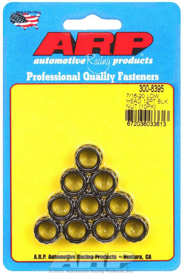 Nut - 7/16-20 in Thread - 1/2 in 12 Point Head - Chromoly - Black Oxide - Universal - Set of 10