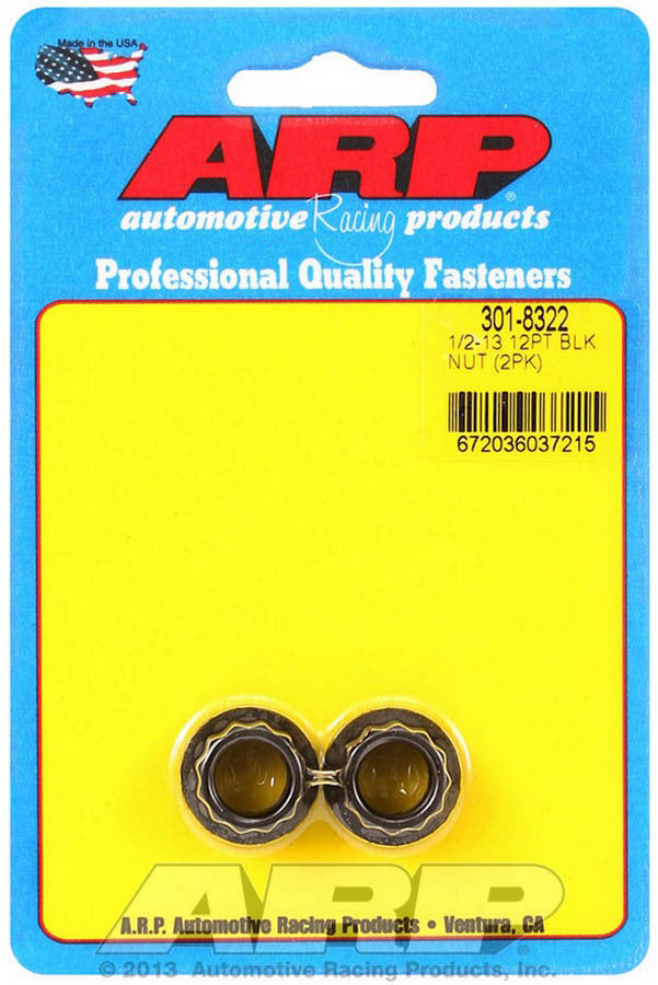 Nut - 1/2-13 in Thread - 9/16 in 12 Point Head - Chromoly - Black Oxide - Universal - Pair