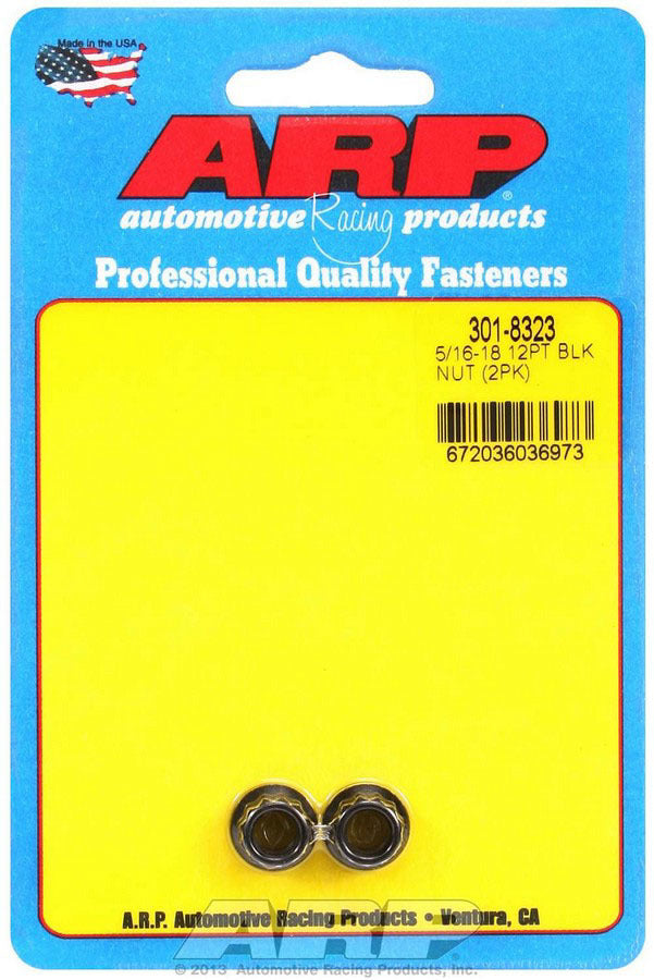 Nut - 5/16-18 in Thread - 12 Point Head - Chromoly - Black Oxide - Universal - Pair