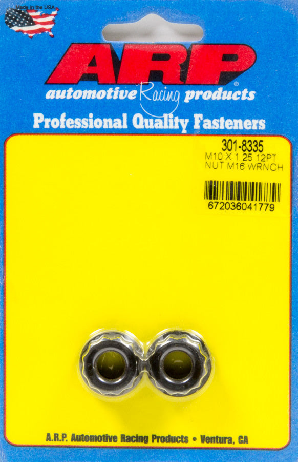 Nut - 10 mm x 1.25 Thread - 16 mm 12 Point Head - Chromoly - Black Oxide - Universal - Pair