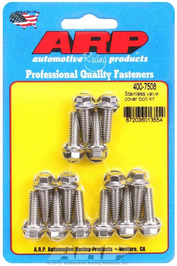 Valve Cover Fastener - Bolt - 1/4-20 in Thread - 0.812 in Long - Hex Head - Stainless - Polished - Set of 14