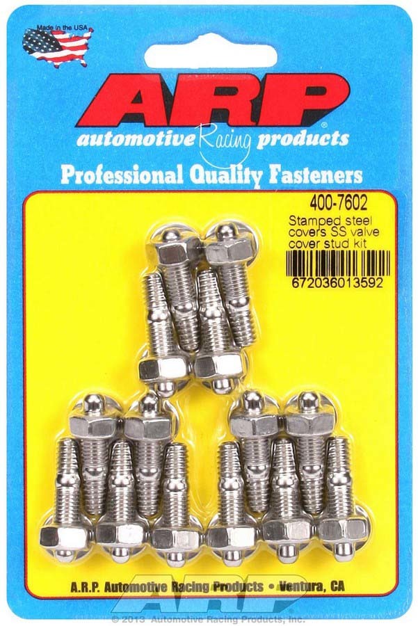 Valve Cover Fastener - Stud - 1/4-20 in Thread - 1.170 in Long - Hex Nuts - Stainless - Polished - Set of 14