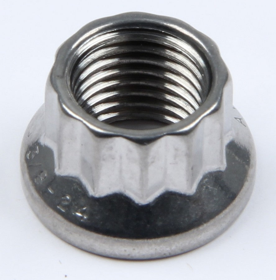 Nut - 3/8-24 in Thread - 7/16 in 12 Point Head - Stainless - Polished - Universal - Each