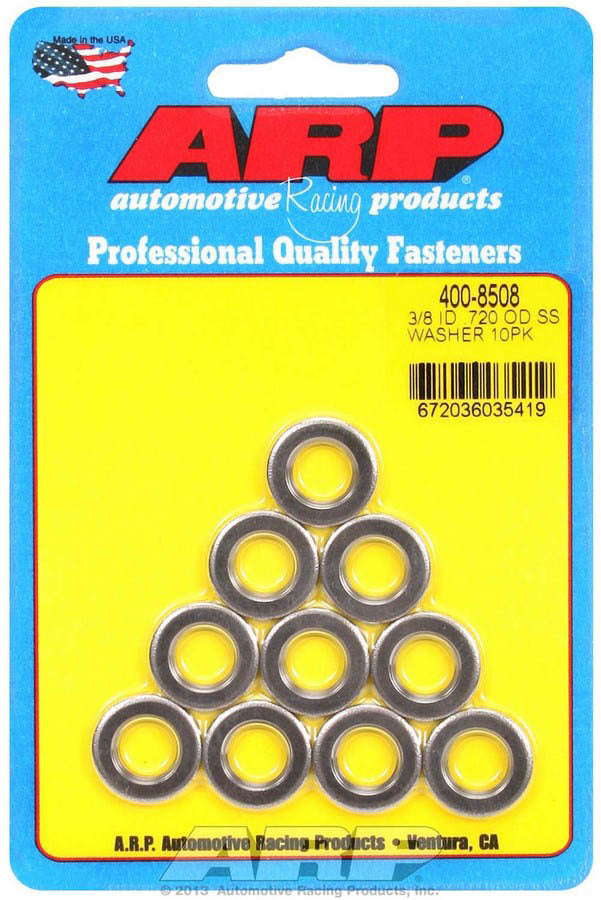 Flat Washer - Special Purpose - 0.375 in ID - 0.715 in OD - 0.120 in Thick - Stainless - Polished - Set of 10