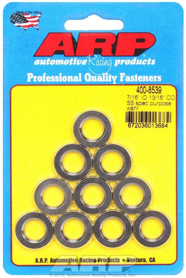 Flat Washer - Special Purpose - Chamfered - 0.438 in ID - 0.821 in OD - 0.120 in Thick - Stainless - Polished - Set of 10