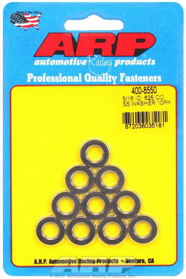 Flat Washer - Special Purpose - Chamfered - 0.313 in ID - 0.625 in OD - 0.120 in Thick - Stainless - Polished - Set of 10
