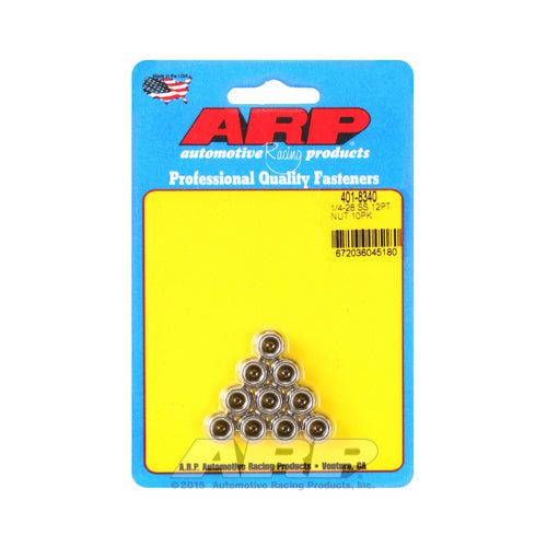 Nut - 1/4-20 in Thread - 5/16 in 12 Point Head - Stainless - Polished - Universal - Set of 10