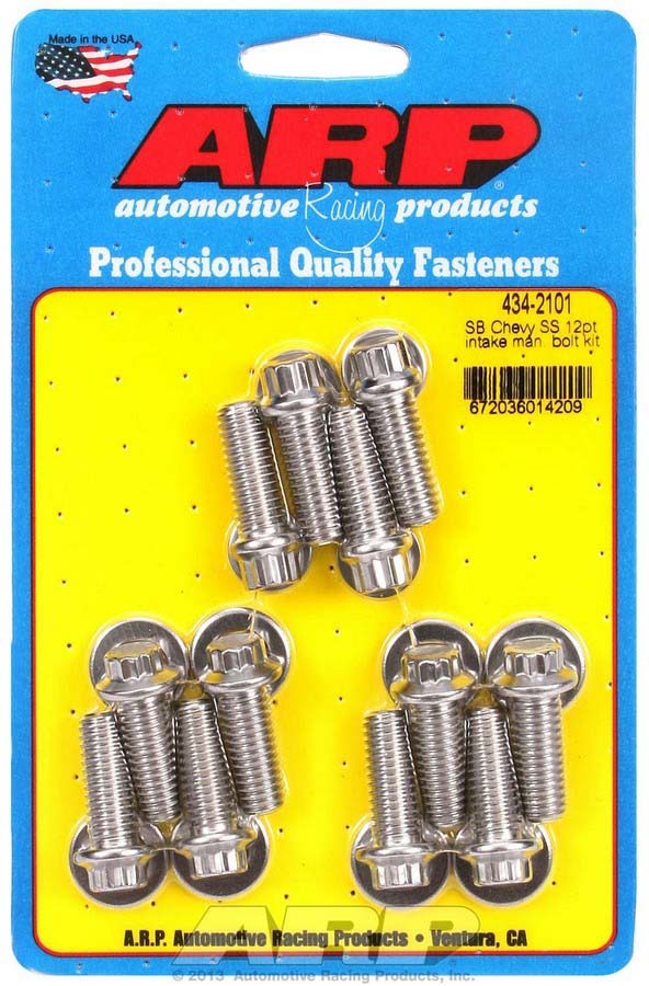 Intake Manifold Bolt Kit - 12 Point Head - Stainless - Polished - OEM - Small Block Chevy - Kit