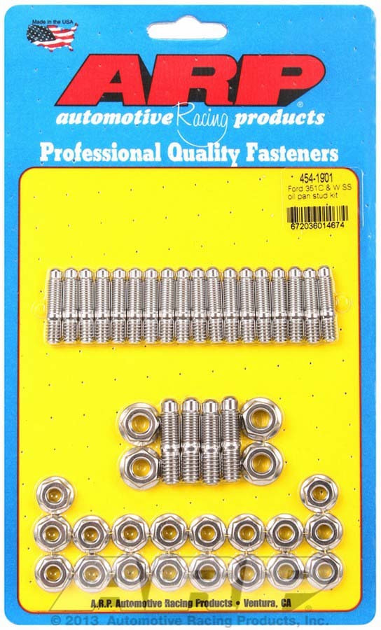 Oil Pan Stud - Hex Nuts - Stainless - Polished - Small Block Ford - Kit