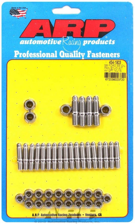 Oil Pan Stud - 12 Point Nuts - Stainless - Polished - Small Block Ford - Kit