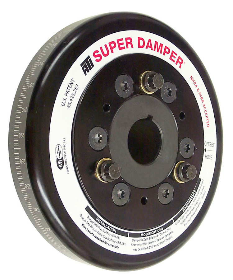 Harmonic Balancer - Super Damper - 7.074 in OD - SFI 18.1 - Aluminum / Steel - Black - Internal Balance - Small Block Chevy - Each