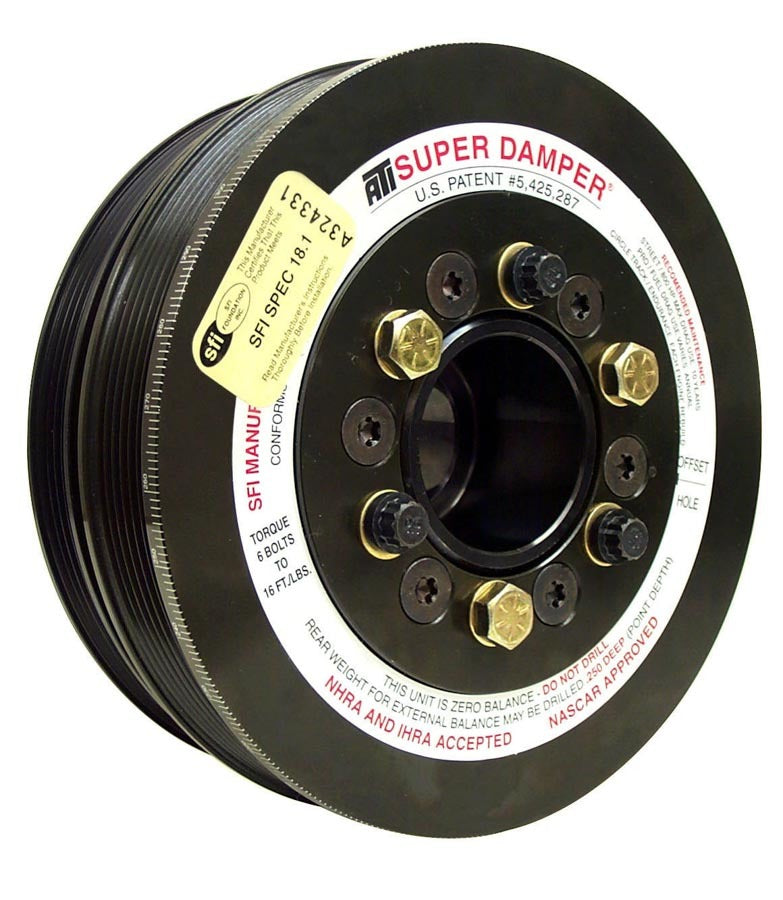 Harmonic Balancer - Serpentine Super Damper - 7.480 in OD - SFI 18.1 - AC Pulley - Steel - Black Oxide - Internal Balance - GM LS-Series - Each