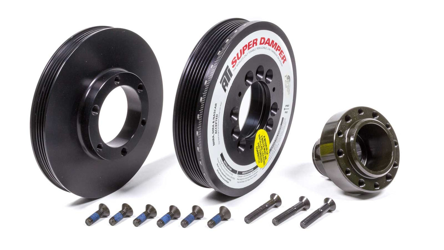 Harmonic Balancer - Serpentine Super Damper - 7.480 in OD - SFI 18.1 - Aluminum / Steel - Black - Internal Balance - GM LS-Series - Each