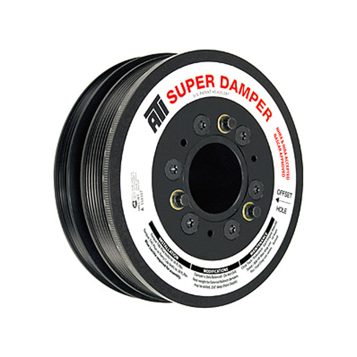 Harmonic Balancer - Serpentine Super Damper - 6.780 in OD - SFI 18.1 - AC Pulley - Aluminum / Steel - Black - Internal Balance - Small Block Chevy - Each