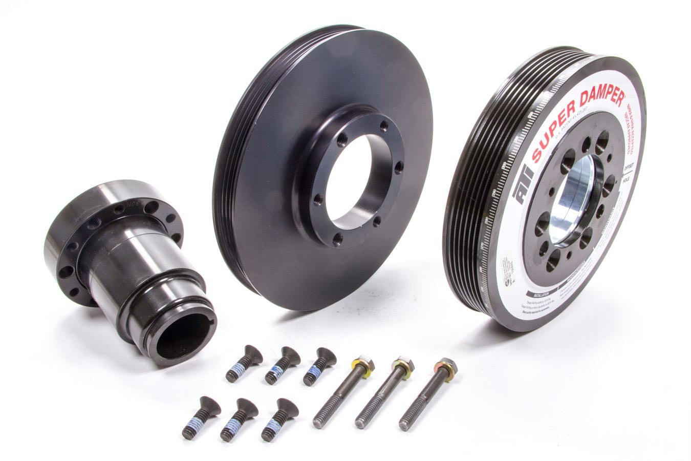 Harmonic Balancer - Serpentine Super Damper - 7.425 in OD - SFI 18.1 - AC Pulley - Steel - Black Oxide - Internal Balance - GM LS-Series - Each
