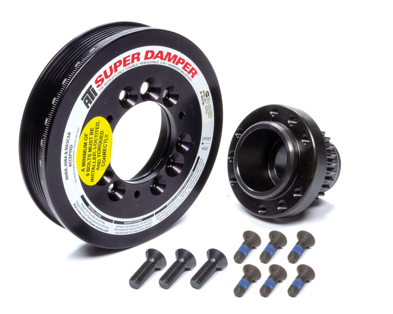 Harmonic Balancer - Serpentine Super Damper - 6.780 in OD - SFI 18.1 - Aluminum / Steel - Black - Internal Balance - GM LS-Series - Each