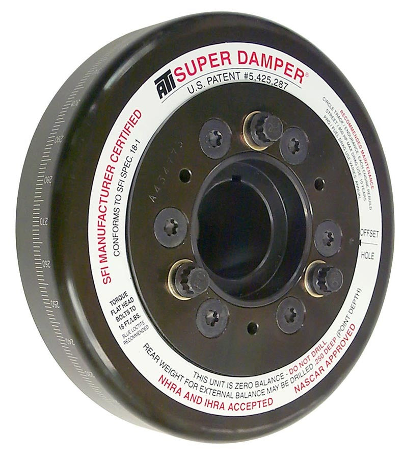 Harmonic Balancer - Super Damper - 6.325 in OD - SFI 18.1 - Steel - Black Oxide - Internal Balance - Small Block Chevy - Each
