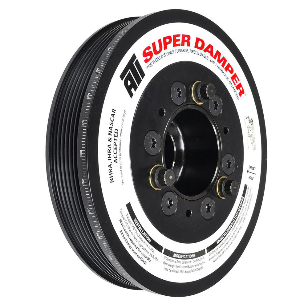 Harmonic Balancer - Serpentine Super Damper - 7.480 in OD - SFI 18.1 - Aluminum - Black Paint - Internal Balance - GM LS-Series - Each
