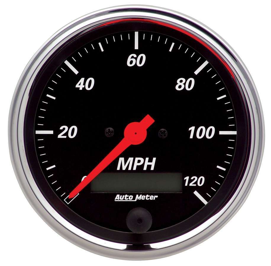 Speedometer - Designer Black - 120 MPH - Electric - Analog - 3-3/8 in Diameter - Programmable - Black Face - Each