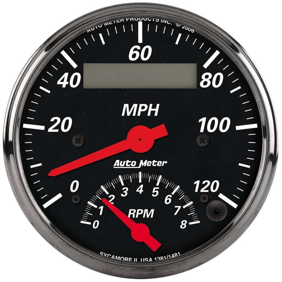 Combination Gauge - Designer Black - Analog - Speedometer / Tachometer - 3-3/8 in Diameter - Black Face - Each