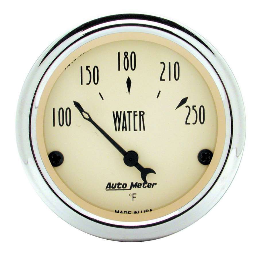 Water Temperature Gauge - Antique Beige - 100-250 Degree F - Electric - Analog - Short Sweep - 2-1/16 in Diameter - Beige Face - Each