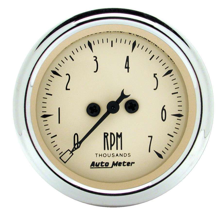 Tachometer - Antique Beige - 7000 RPM - Electric - Analog - 2-1/16 in Diameter - Dash Mount - Beige Face - Each