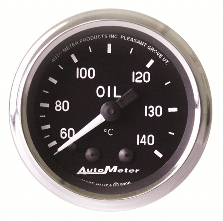 Oil Temperature Gauge - Cobra - 60-140 Degree C - Mechanical - Analog - Full Sweep - 2-1/16 in Diameter - Black Face - Each