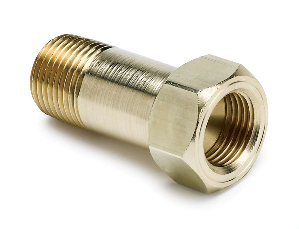 Fitting - Adapter - Straight - 5/8-18 in Female to 3/8 in NPT Male - Brass - Natural - Mechanical Temperature Gauges - Extended Length - Each