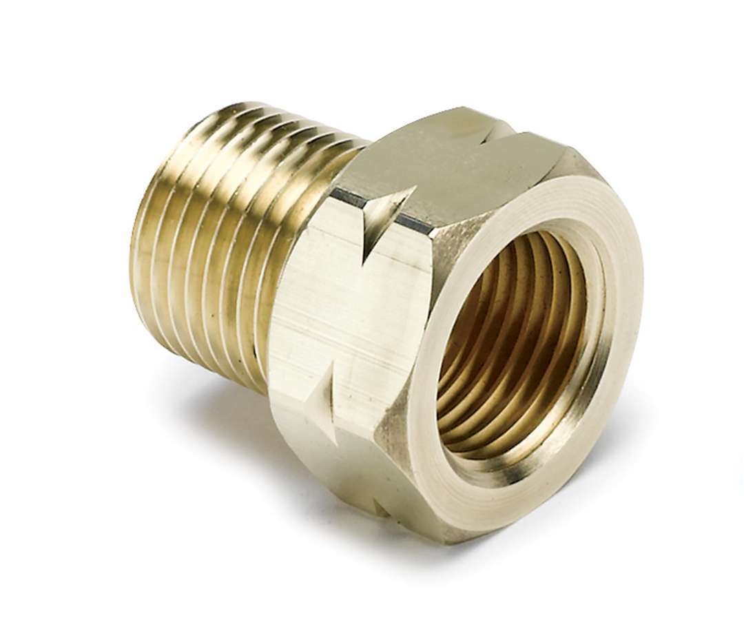 Fitting - Adapter - Straight - 5/8-18 in Female to 3/8 in NPT Male - Brass - Natural - Mechanical Temperature Gauges - Each
