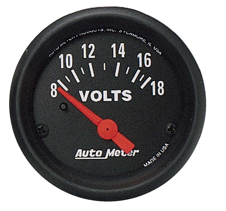 Voltmeter - Z-Series - 8-18V - Electric - Analog - Short Sweep - 2-1/16 in Diameter - Black Face - Each